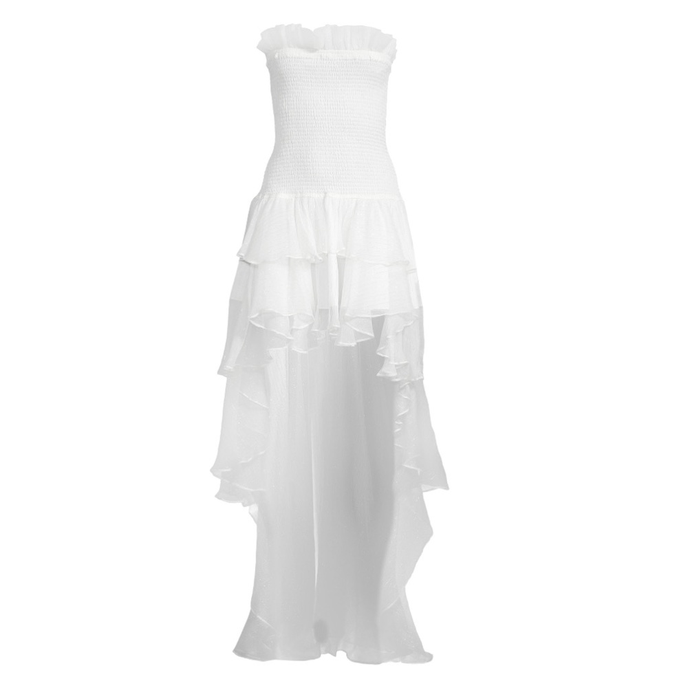 Caroline constas Lola smocked silk blend high low gown nwt large - Picture 1 of 6